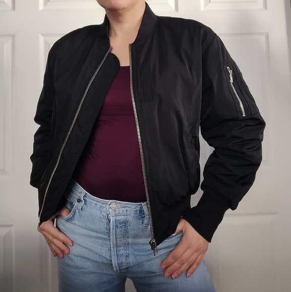 & Other Stories Jackets & Blazers - & Other Stories Black Bomber Jacket 8